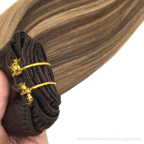 High quality straight No any split ends Double Weft Clip in Hair Extensions Real Human Hair 7pcs Clip in Human Hair extensions